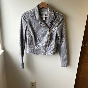 London Jean Animal Print Moto Jacket